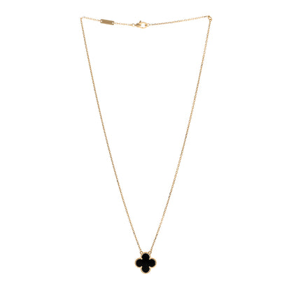 Van Cleef & Arpels VAN CLEEF & ARPELS 18K Yellow Gold Black Onyx Vintage Alhambra Pendant Necklace 3 of 6