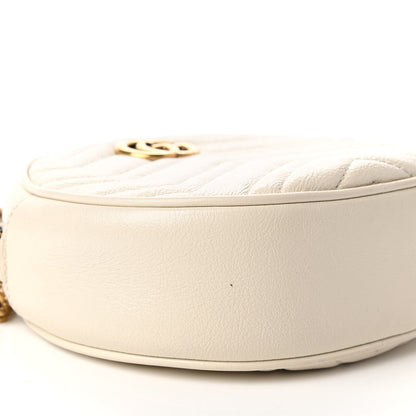 Gucci Calfskin Matelasse Mini GG Marmont Round Shoulder Bag White 6 of 11