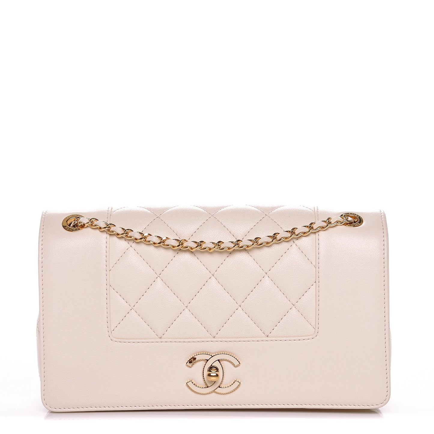 Sheepskin Quilted Small Vintage Mademoiselle Flap Light Beige