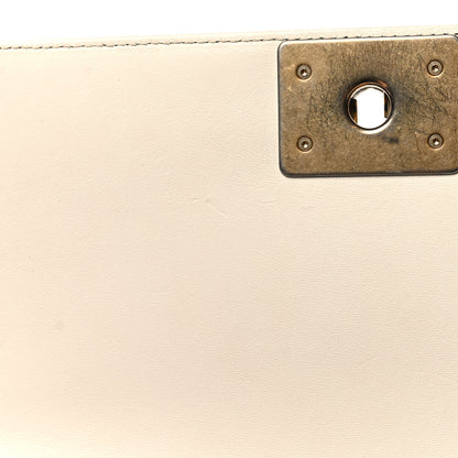 Chanel Lambskin Quilted Medium Boy Studded Handle Flap White Gold 11 of 14