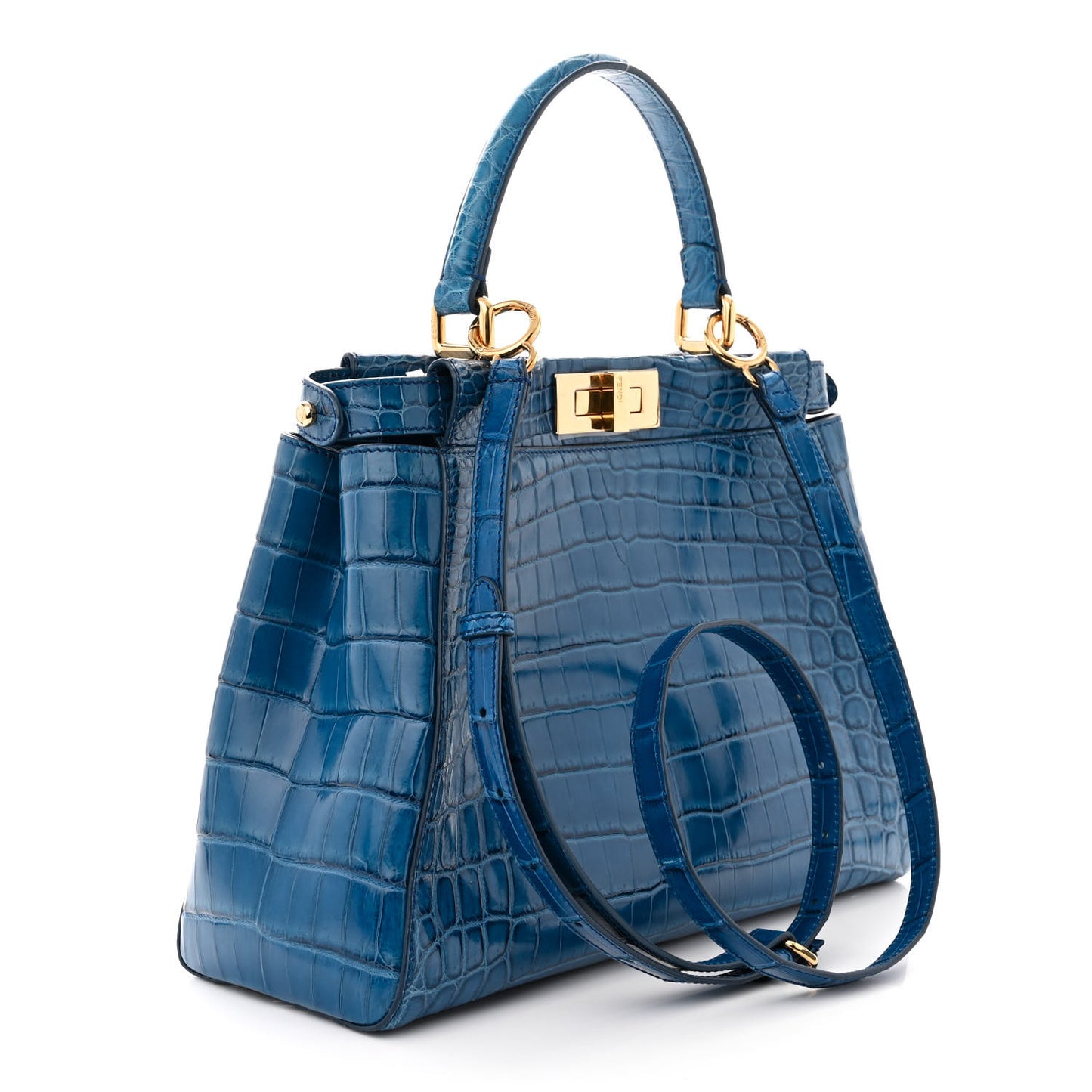 Shiny Crocodile Shiny Nappa Micro Peekaboo Iconic Satchel Blue