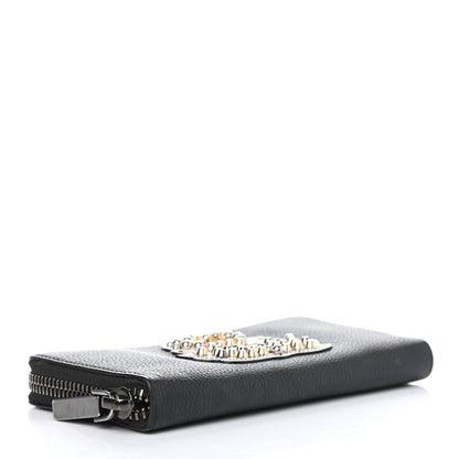 Christian Louboutin Calfskin Ecusson Panettone Zip Around Wallet Black 3 of 4