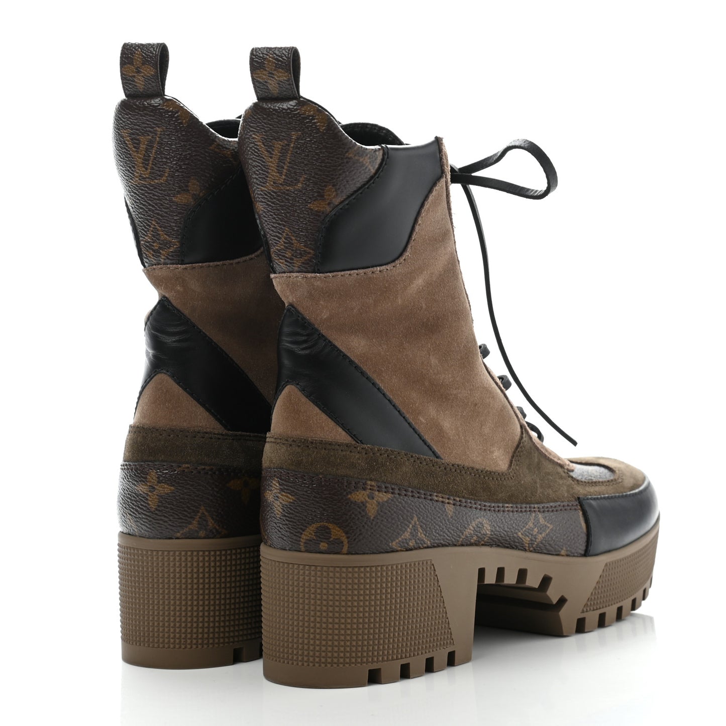 Suede Calfskin Monogram Laureate Platform Desert Boots 40 Taupe