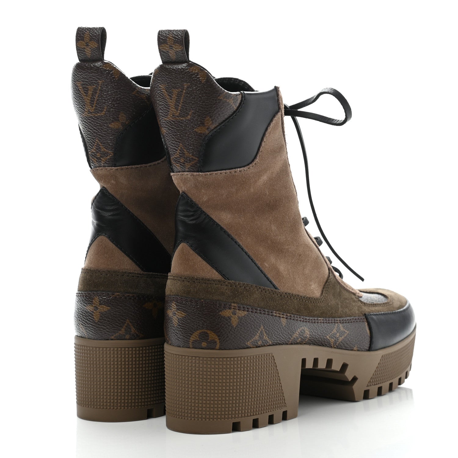 Louis Vuitton Suede Calfskin Monogram Laureate Platform Desert Boots 40 Taupe 4 of 13