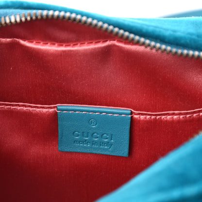 Gucci Velvet Matelasse Small GG Marmont Chain Shoulder Bag Pavone Cyan 8 of 10