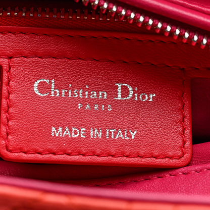 Christian Dior Lambskin Cannage Tri-Color Medium Lady Dior Orange Riviera Fuchsia Cosmopolitan Lipstick Natural 6 of 9