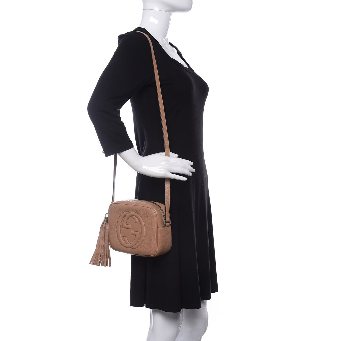 Pebbled Calfskin Small Soho Disco Bag Rose Beige