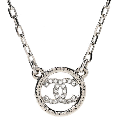 Chanel Crystal CC Chain Short Necklace Silver 1 of 6