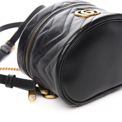 Gucci Calfskin Matelasse Mini GG Marmont Round Backpack Black 7 of 9