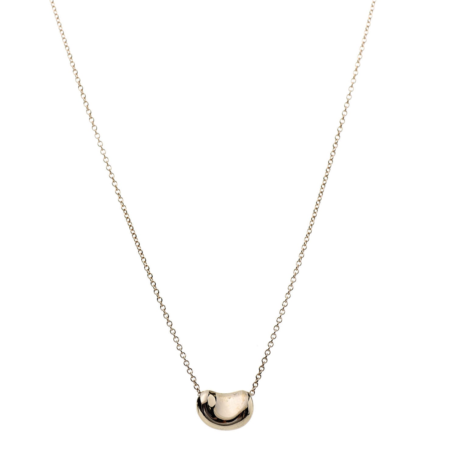 Tiffany 18K Yellow Gold 12mm Elsa Peretti Bean Pendant Necklace 1 of 7