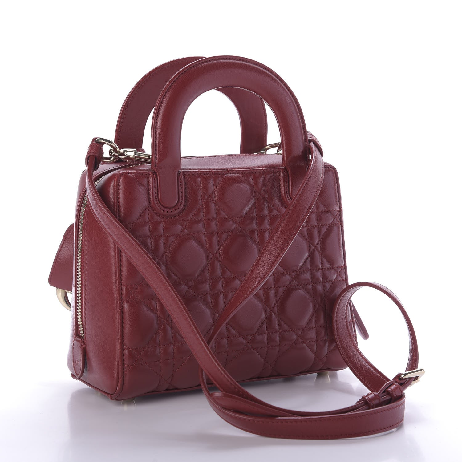 Christian Dior Lambskin Cannage Lily Tote Dark Burgundy 4 of 8