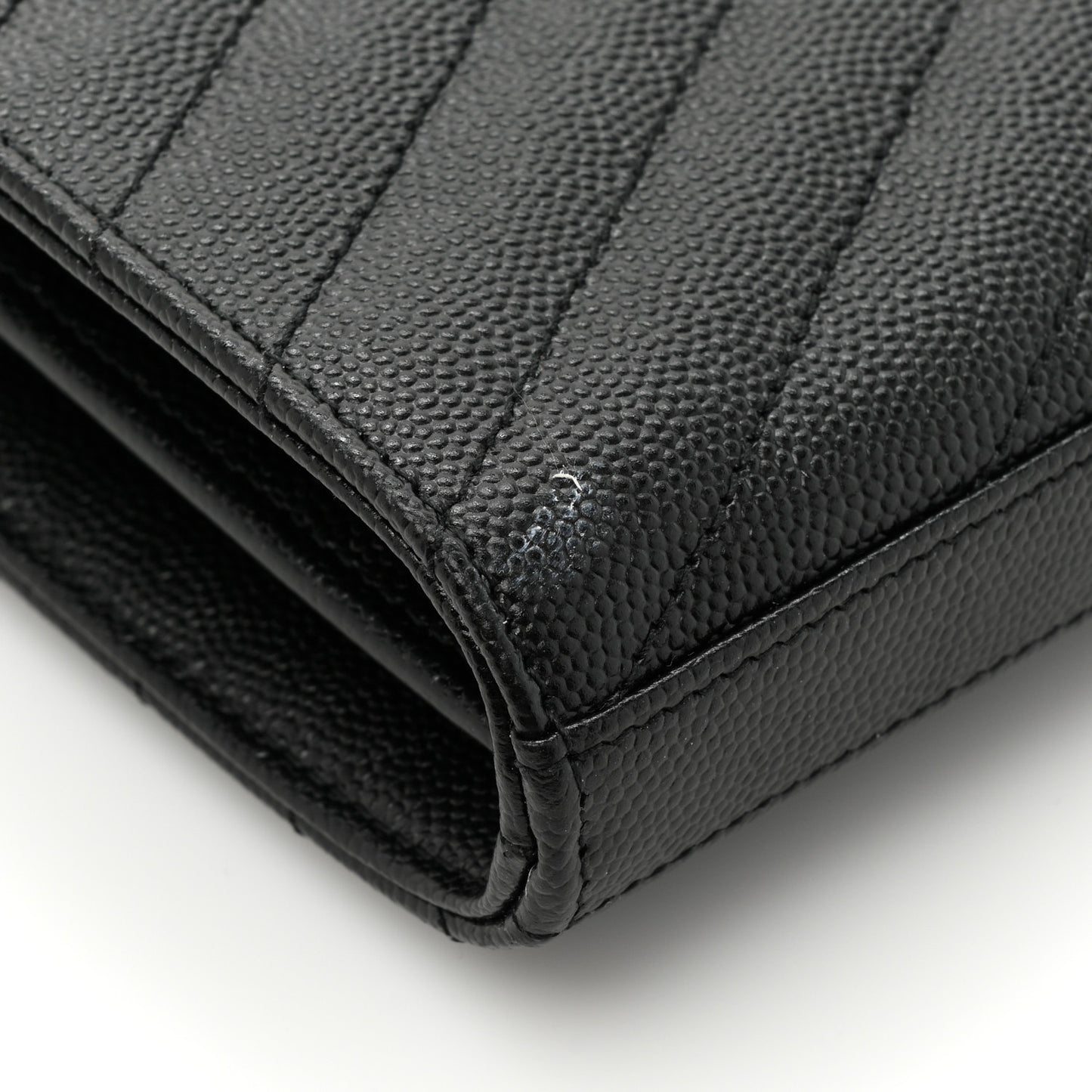 Grain De Poudre Matelasse Chevron Monogram Chain Wallet Black