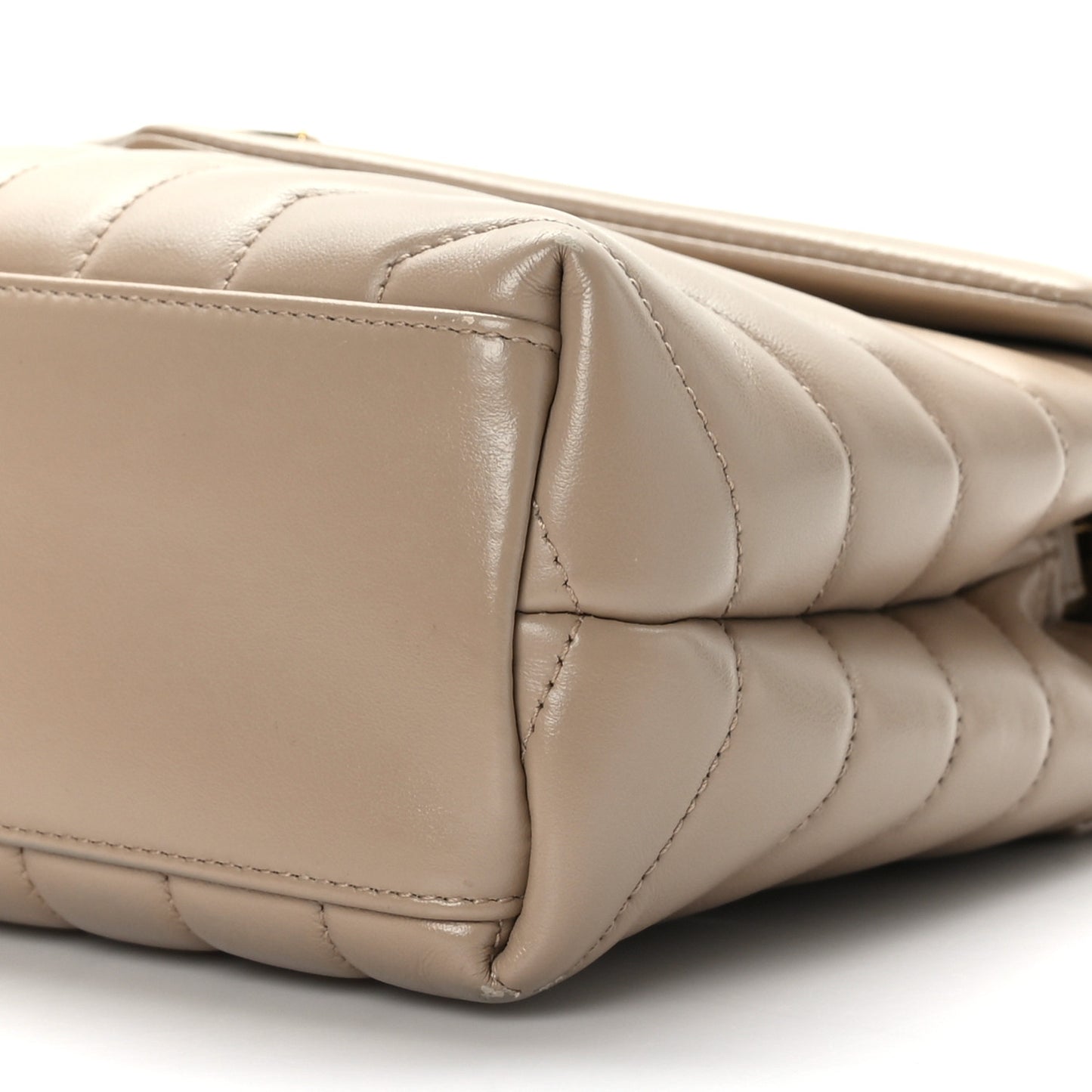 Calfskin Y Quilted Monogram Small Loulou Chain Satchel Dark Beige