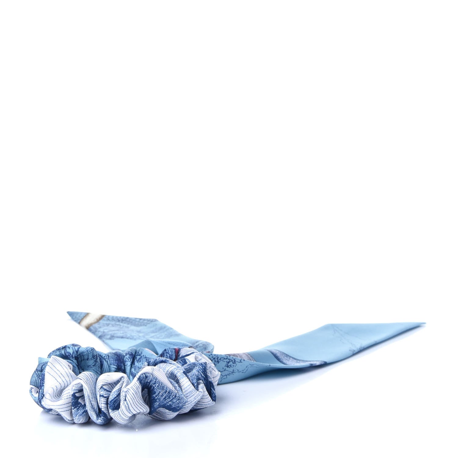 Hermes Silk Twilly Scrunchie Blue 4 of 6