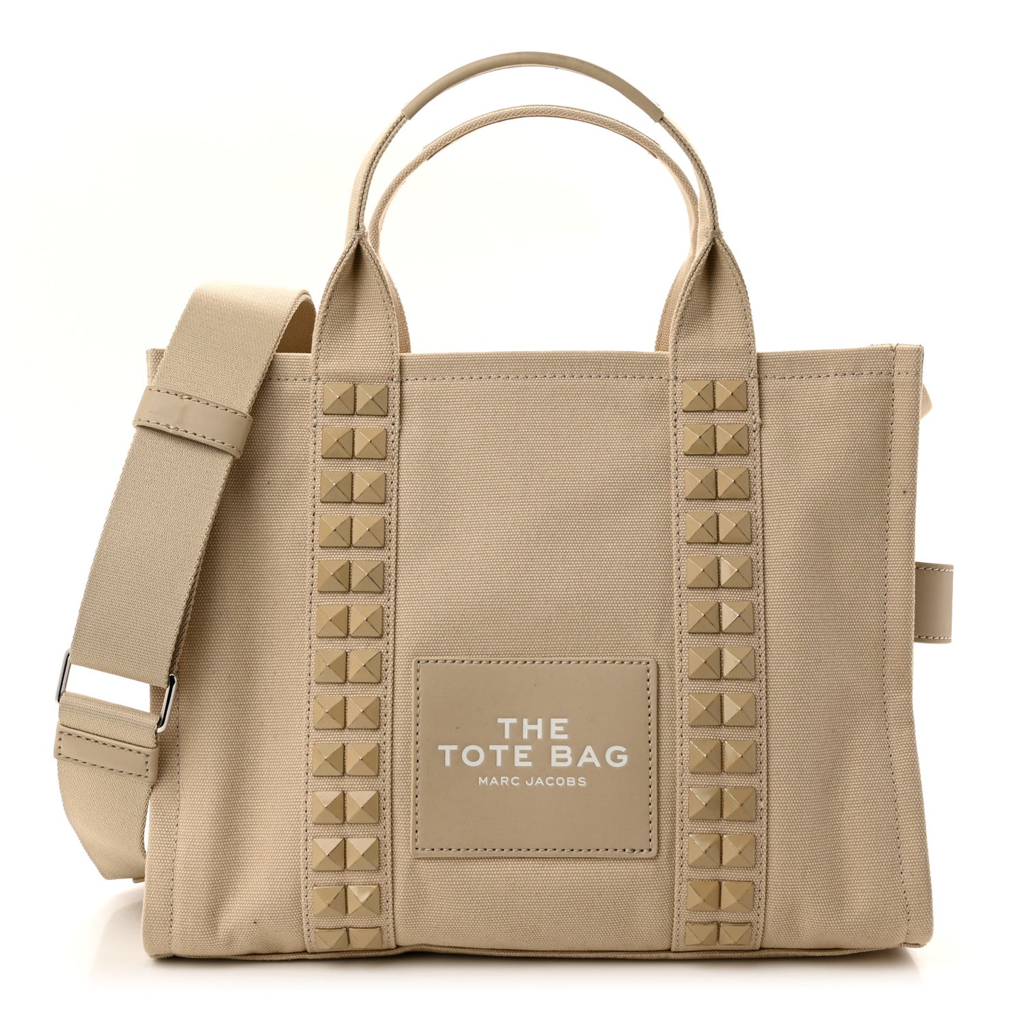 Cotton Canvas Medium The Stud Tote Bag Beige