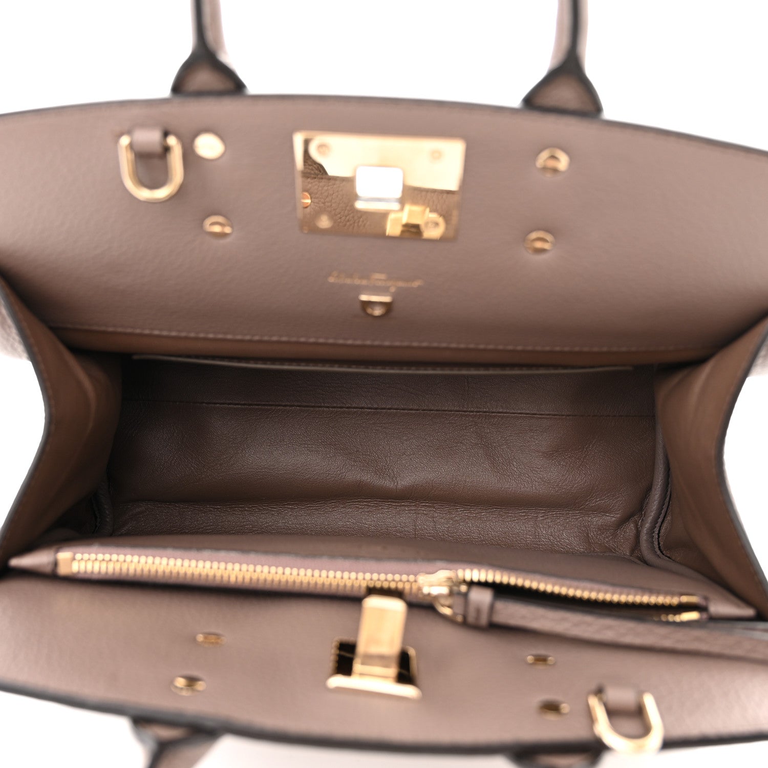 Salvatore Ferragamo Calfskin Studio Bag Caraway Seed 5 of 13