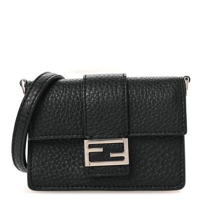 Fendi Cuoio Romano Micro Flat Baguette Black 1 of 12