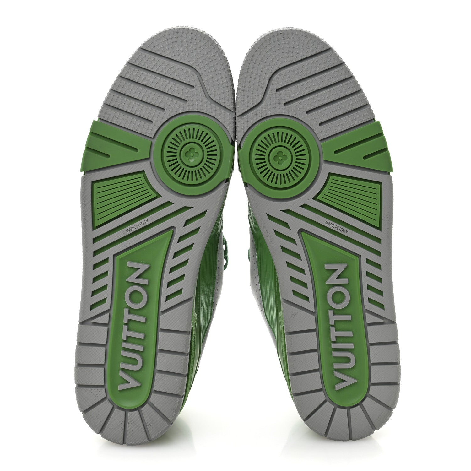 Louis Vuitton Calfskin Epi Mens LV Trainer Sneakers 11 Green Grey 6 of 9