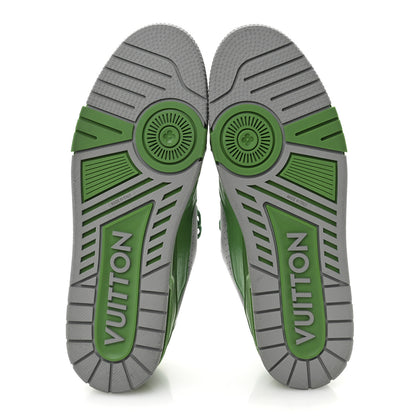 Louis Vuitton Calfskin Epi Mens LV Trainer Sneakers 11 Green Grey 6 of 9
