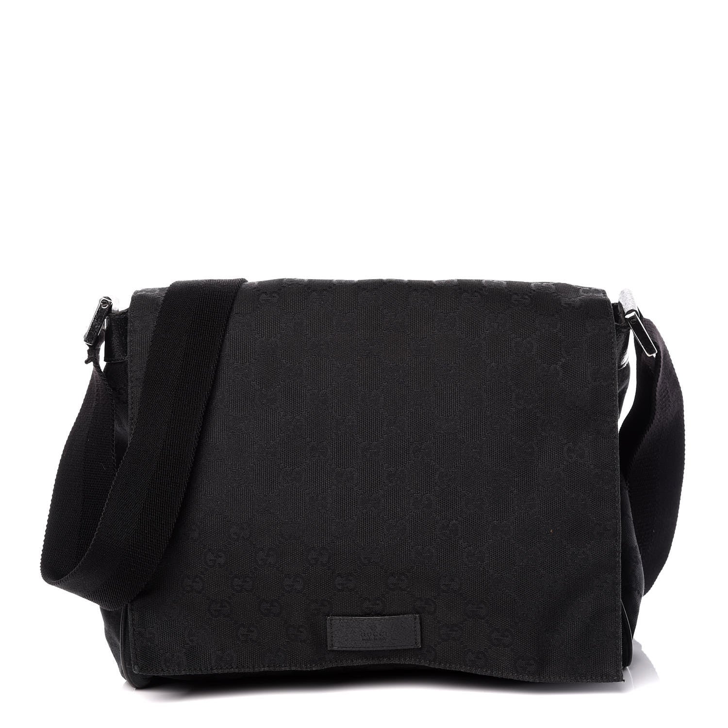 Gucci Monogram Small Flap Messenger Bag Black 1 of 13