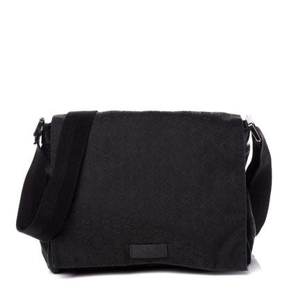 Gucci Monogram Small Flap Messenger Bag Black 1 of 13