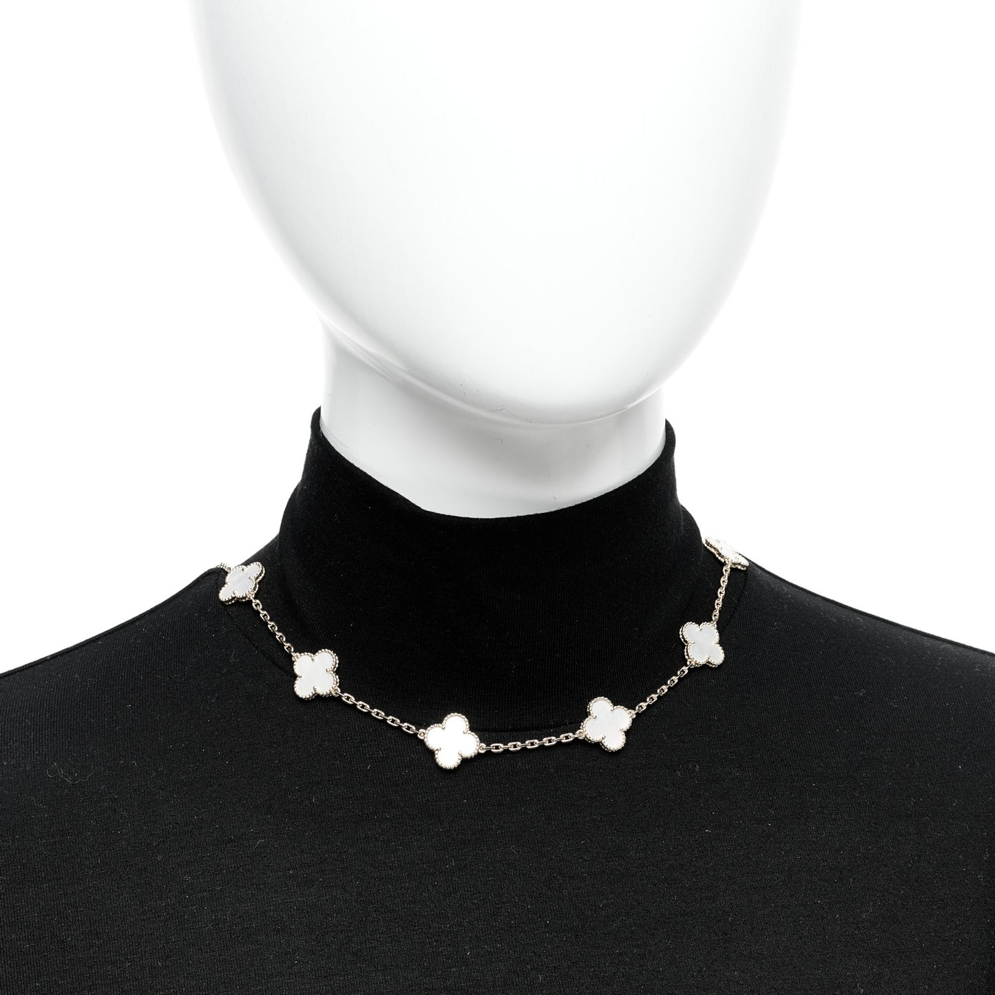 18K Yellow Gold Mother of Pearl 10 Motifs Vintage Alhambra Necklace