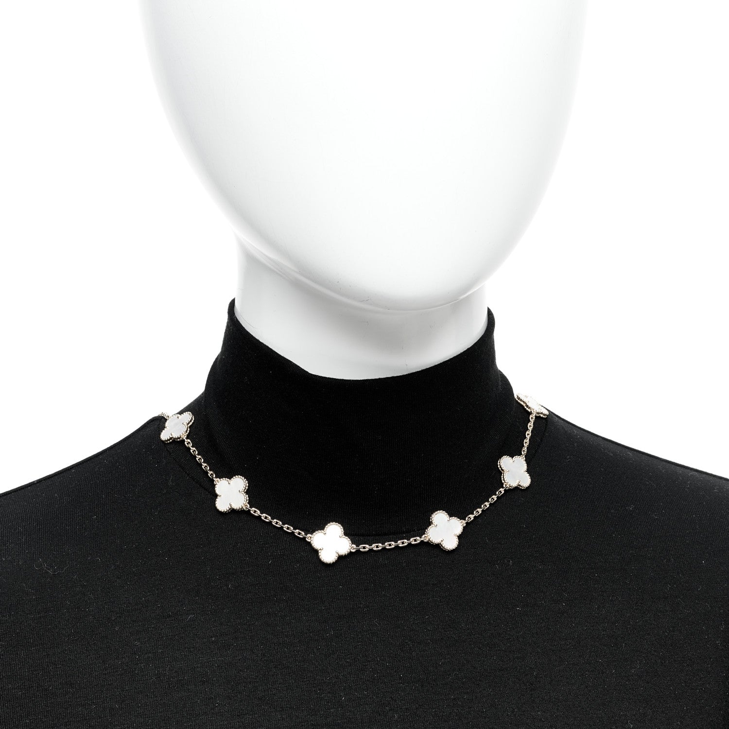Van Cleef & Arpels 18K Yellow Gold Mother of Pearl 10 Motifs Vintage Alhambra Necklace 2 of 5
