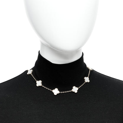Van Cleef & Arpels 18K Yellow Gold Mother of Pearl 10 Motifs Vintage Alhambra Necklace 2 of 5