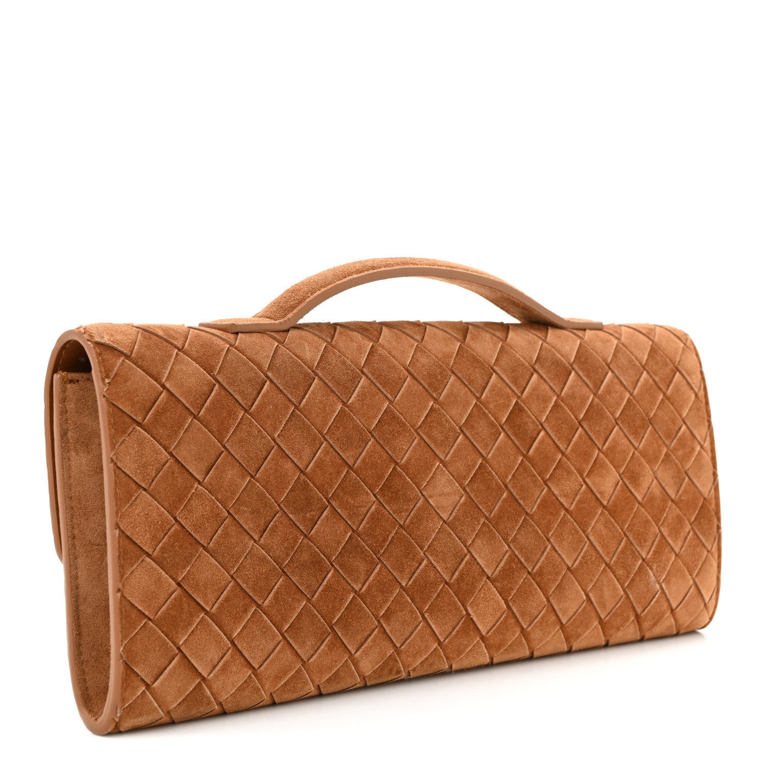Bottega Veneta Suede Intrecciato Long Andiamo Top Handle Clutch