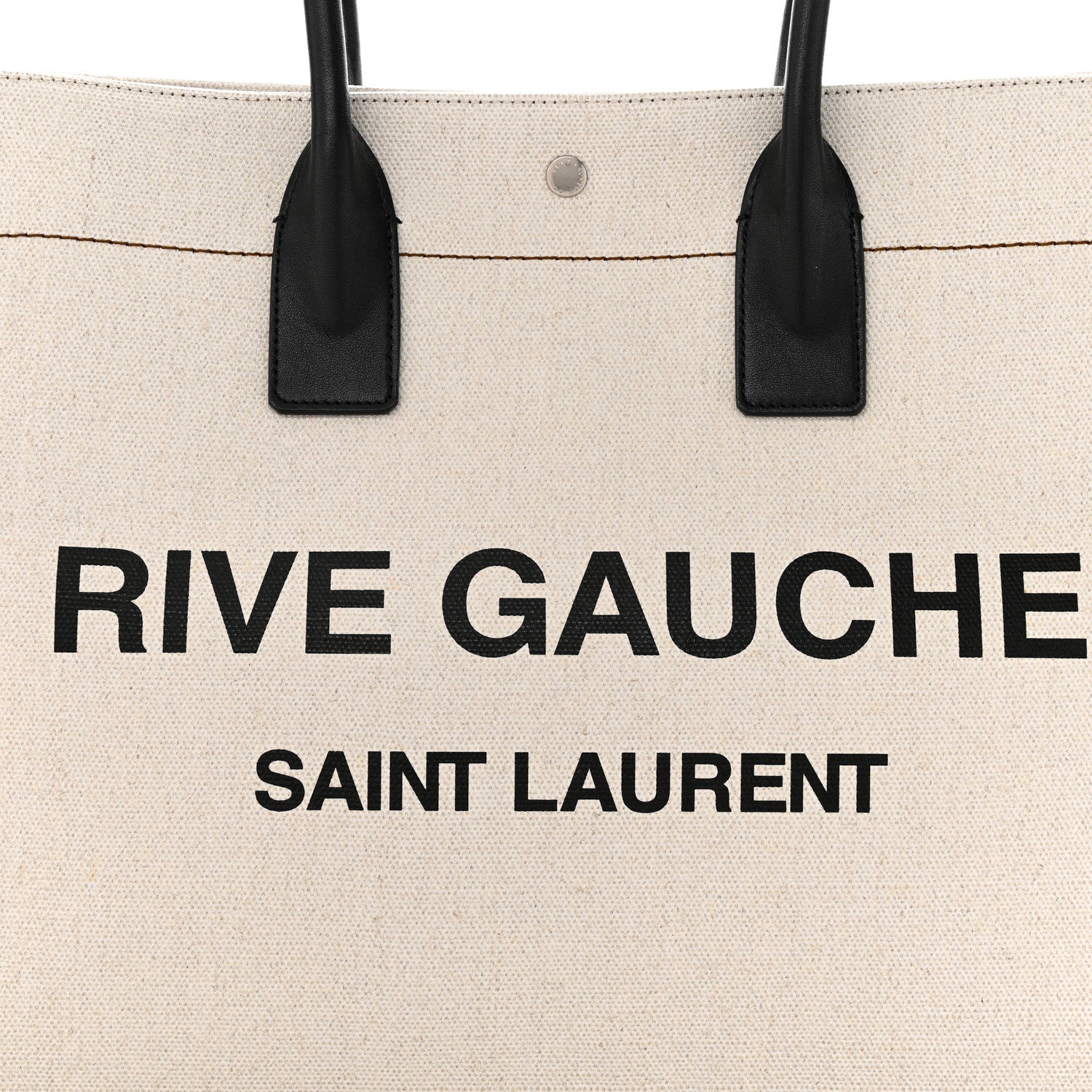 Saint Laurent Linen Calfskin Rive Gauche Tote Optic White 7 of 9