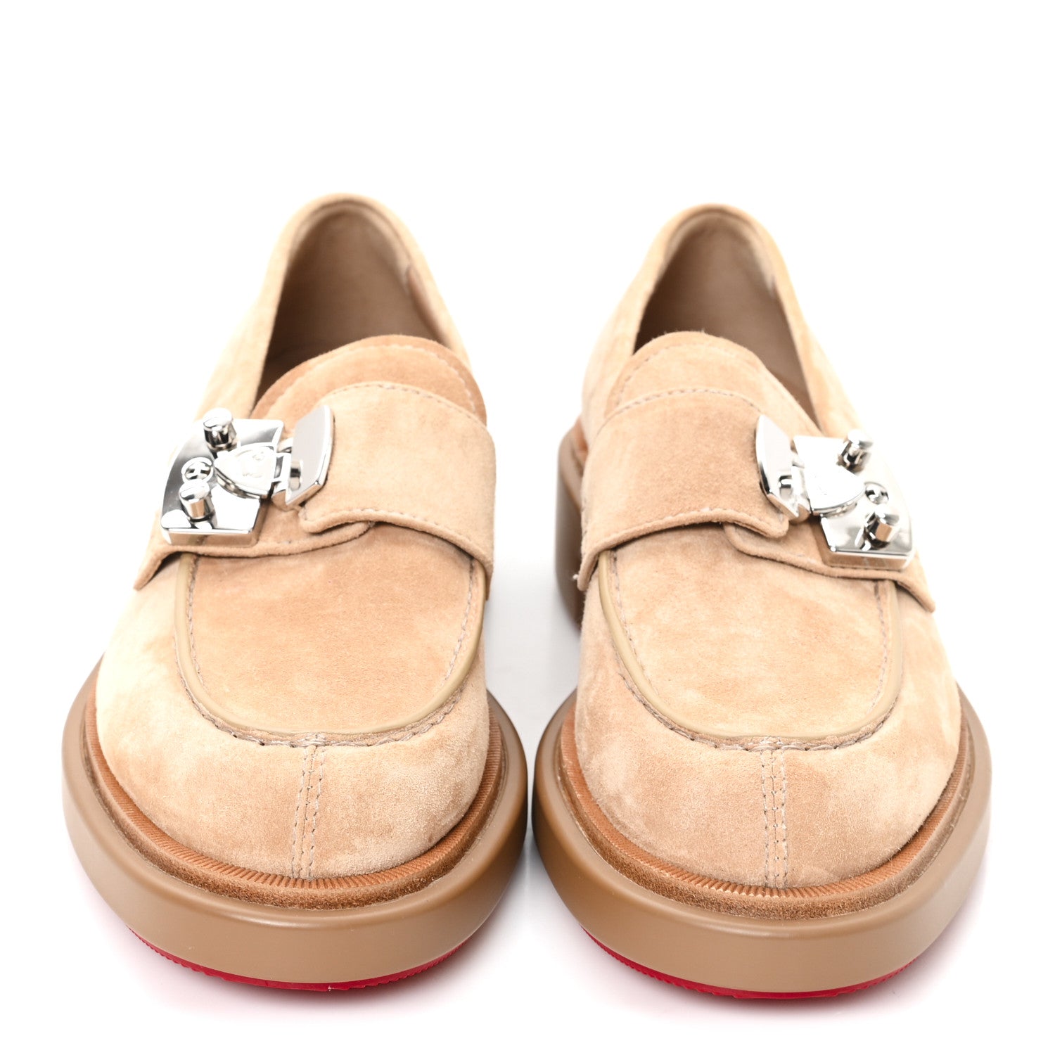 Christian Louboutin Suede Mens Urban Moc Lock Loafers 38 Beige 3 of 9