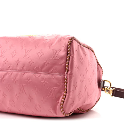 Louis Vuitton Satin Monogram Paris Tokyo Embroidered Speedy P9 Bandouliere 40 Dark Pink 9 of 9