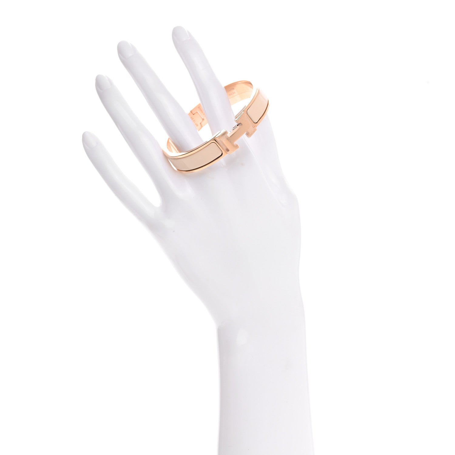 Hermes Enamel Narrow Clic Clac H Bracelet PM Beige Nacre 2 of 5