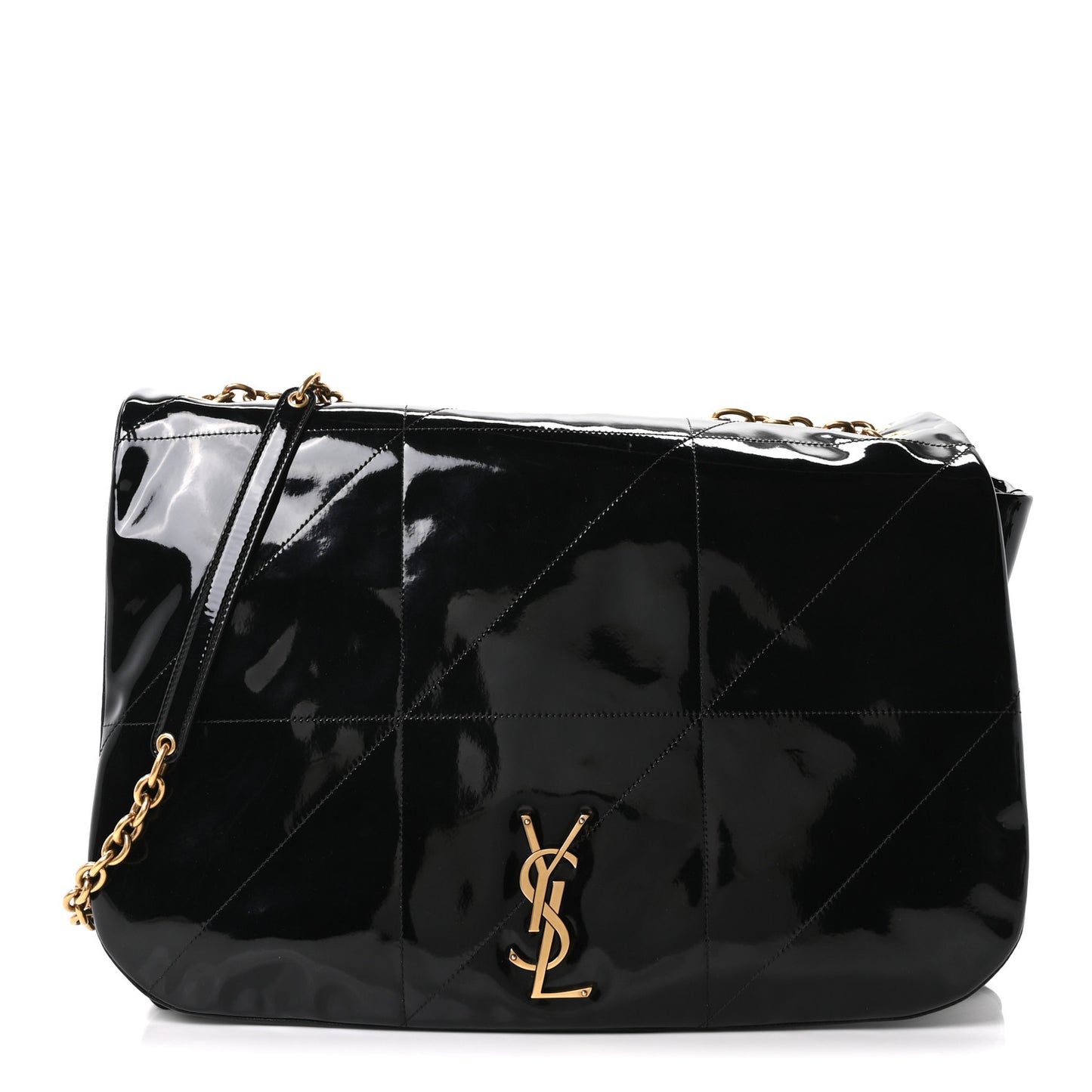 Patent Matelasse Monogram Large Jamie 4.3 Black