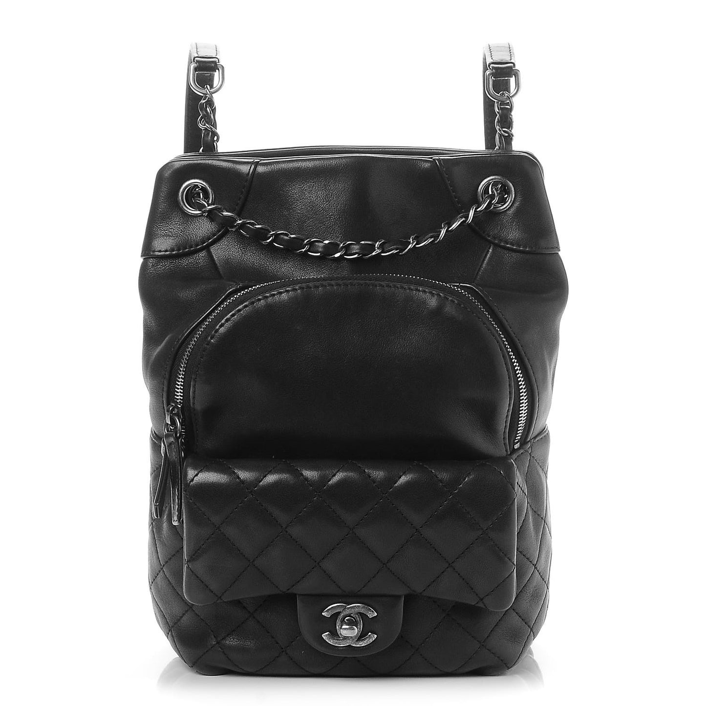 Lambskin Quilted Backpack Black