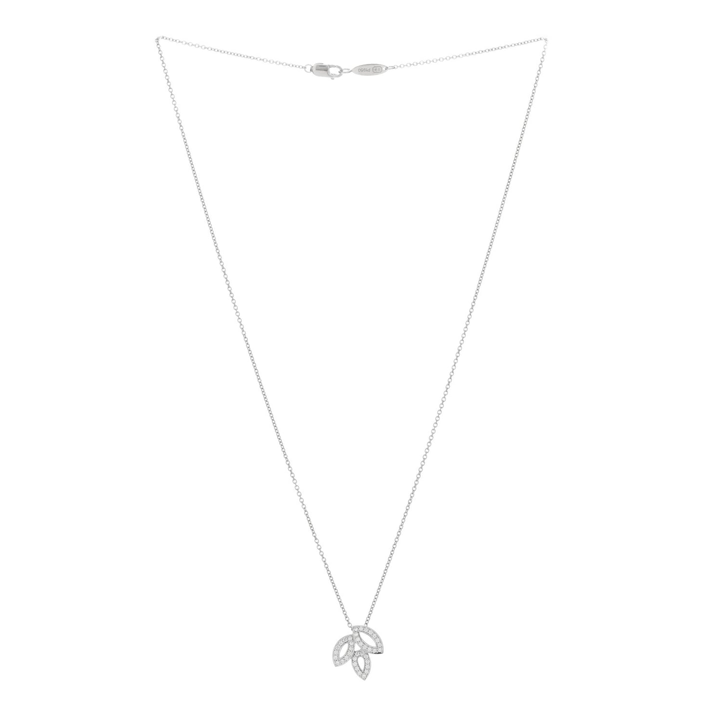 Platinum Diamond Small Lily Cluster Pendant Necklace