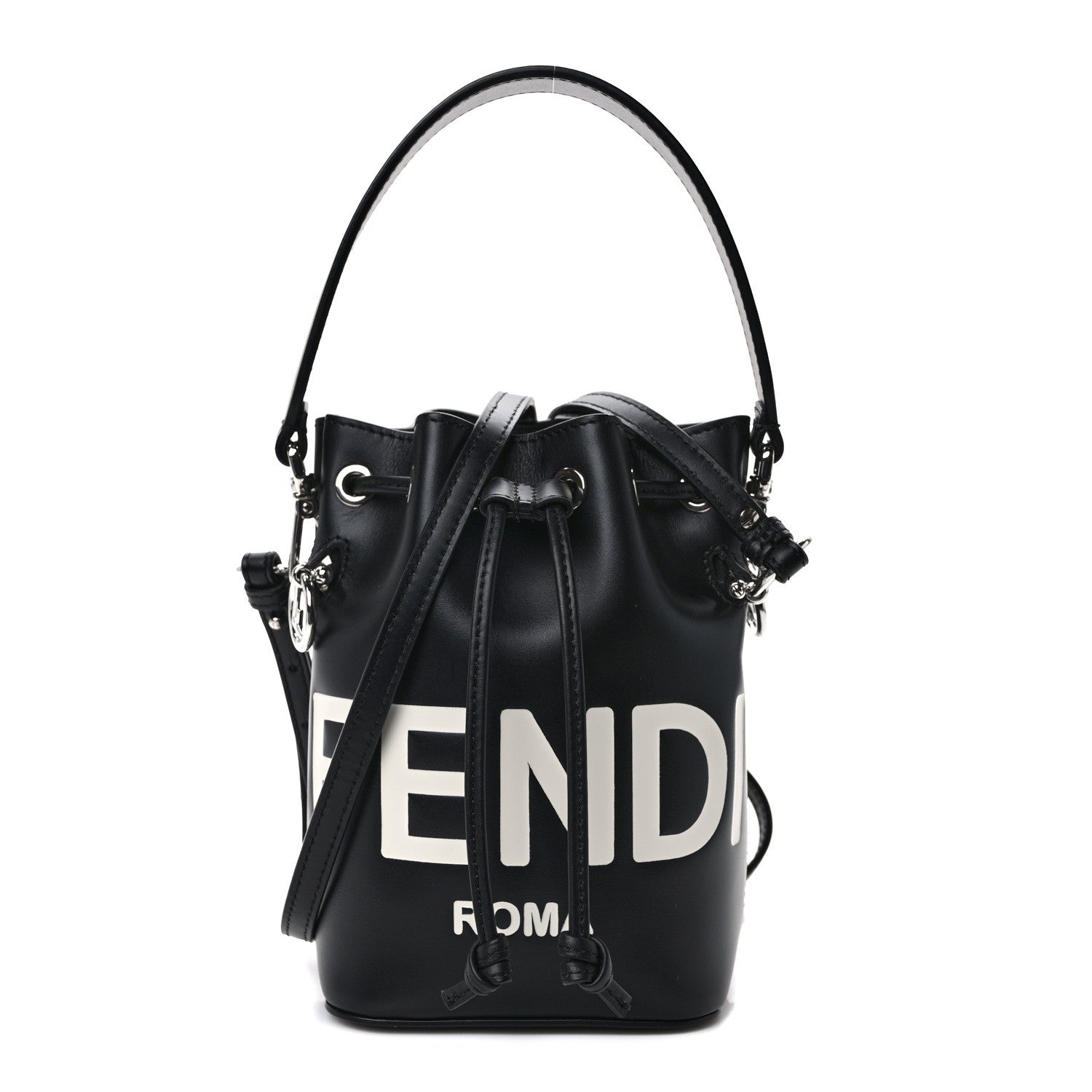 Fendi Vitello King F is Fendi Logo Embossed Mini Mon Tresor Bucket Bag Black 1 of 10
