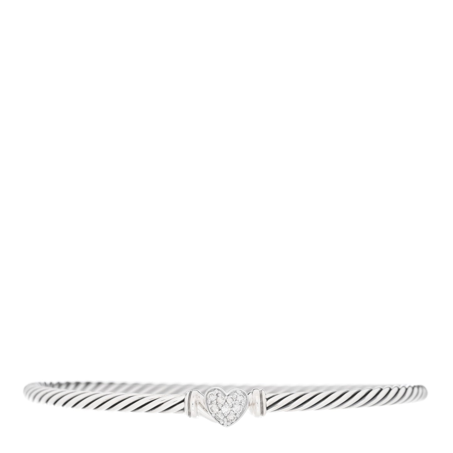 Sterling Silver Diamond Cable Collectibles Heart Bracelet
