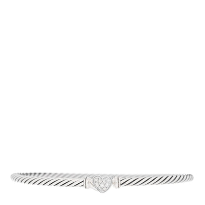 David Yurman Sterling Silver Diamond Cable Collectibles Heart Bracelet 1 of 3