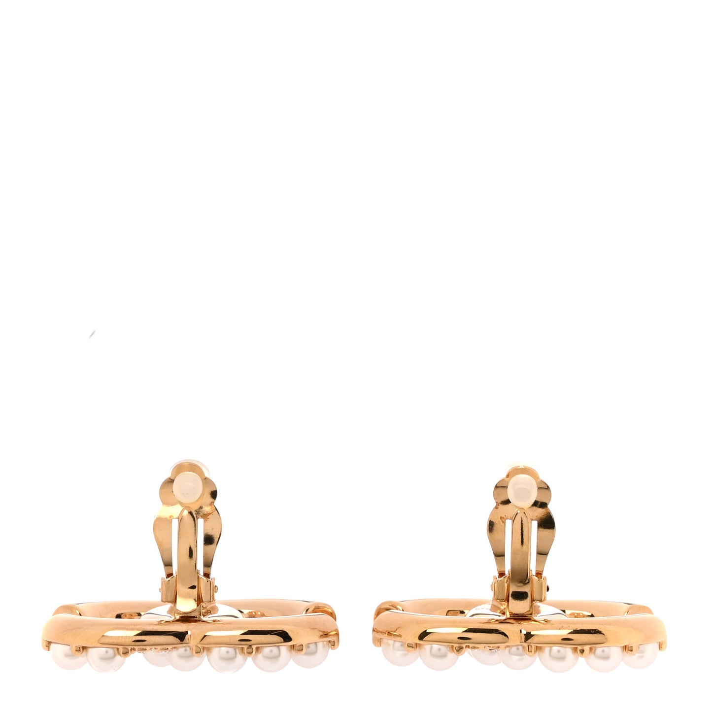 Crystal Pearl CC Clip On Earrings Gold