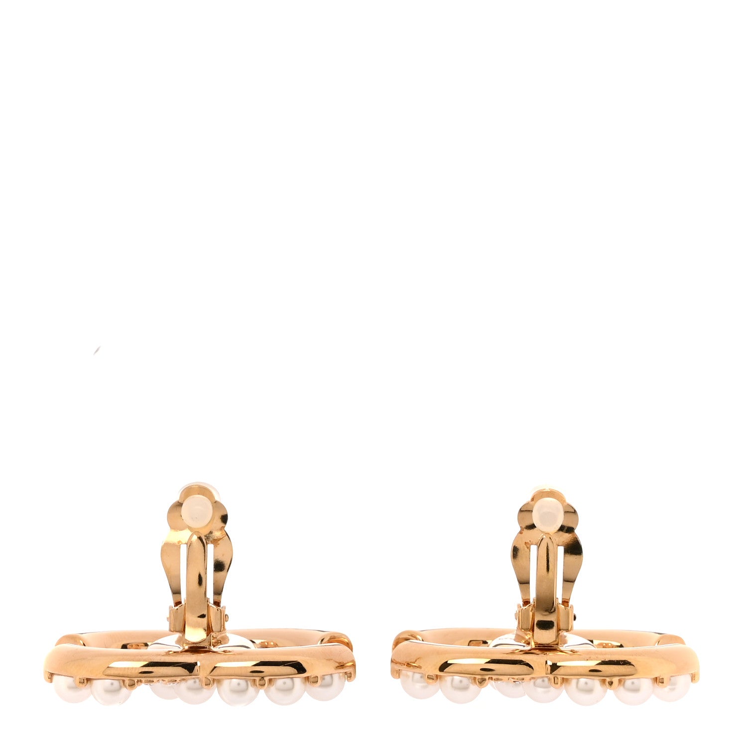 Chanel Crystal Pearl CC Clip On Earrings Gold 3 of 5
