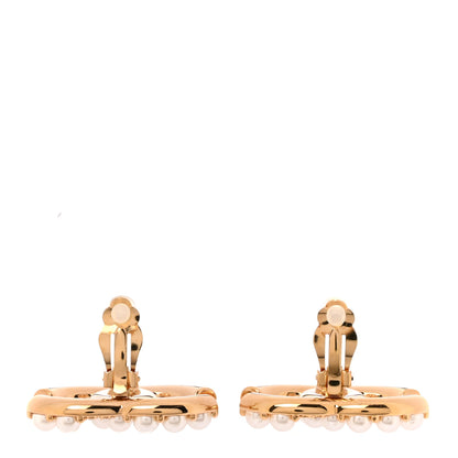 Chanel Crystal Pearl CC Clip On Earrings Gold 3 of 5