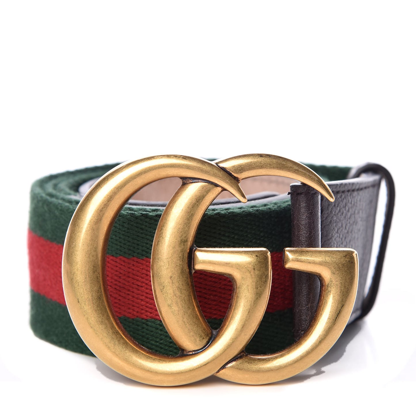 Nylon Textured Calfskin Double G Web 40mm Belt 85 34 Green Red Dark Cocoa