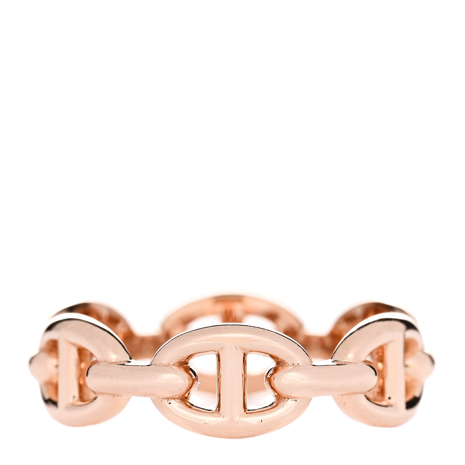 Hermes 18K Rose Gold PM Chaine D'Ancre Enchainee Ring 53 6.5 1 of 7