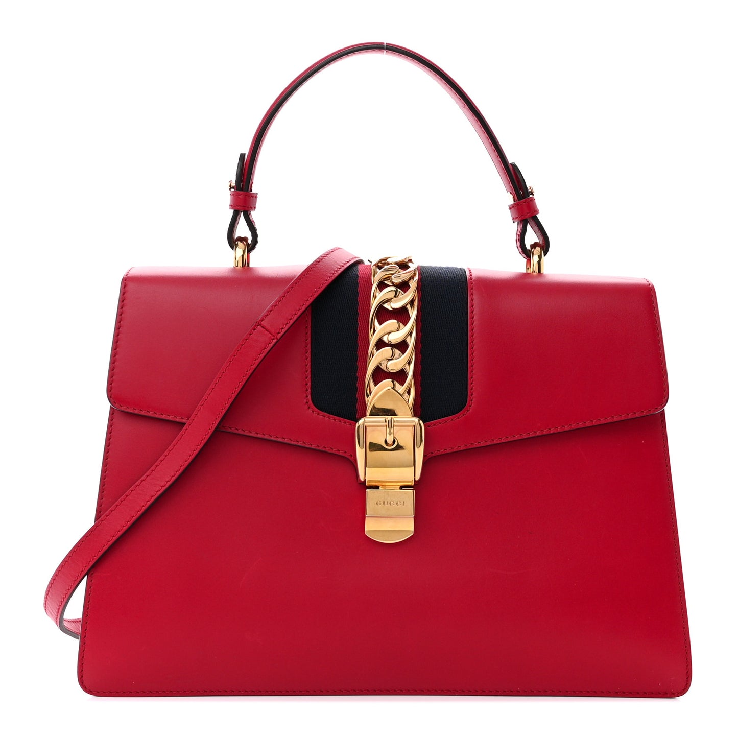 Calfskin Medium Sylvie Top Handle Bag Hibiscus Red