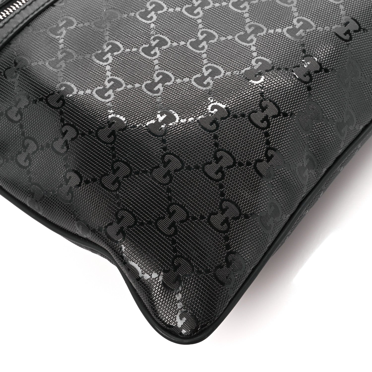 Gucci Nylon Monogram Medium Flat Messenger Bag Black 12 of 13