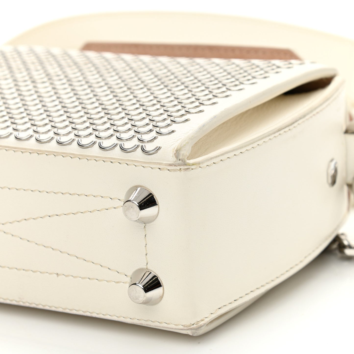 Calfskin Box Shoulder Bag 16 Cream