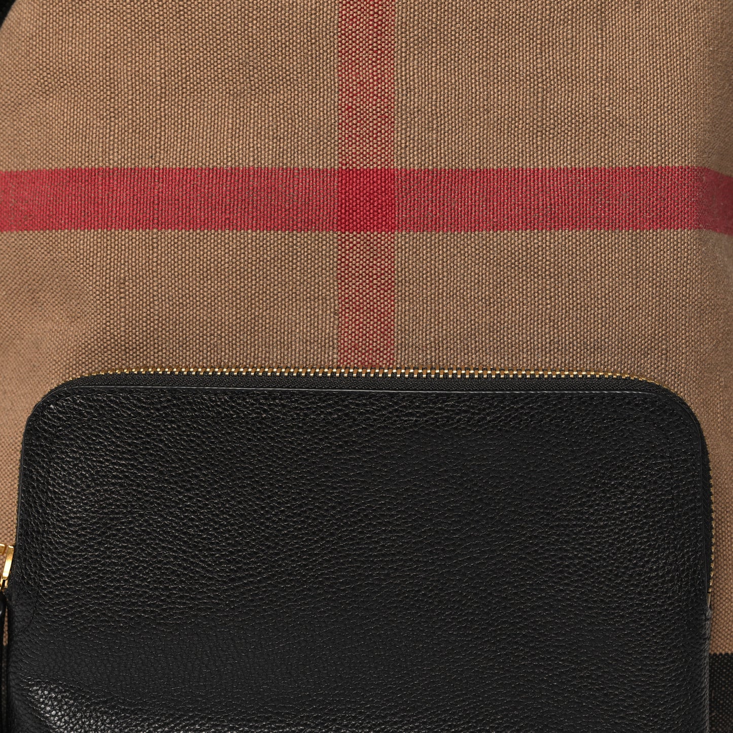 Mega Check Calfskin Abbeydale Simple Backpack Black Camel