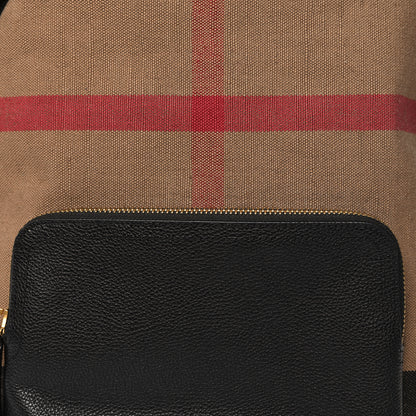 Burberry Mega Check Calfskin Abbeydale Simple Backpack Black Camel 7 of 9
