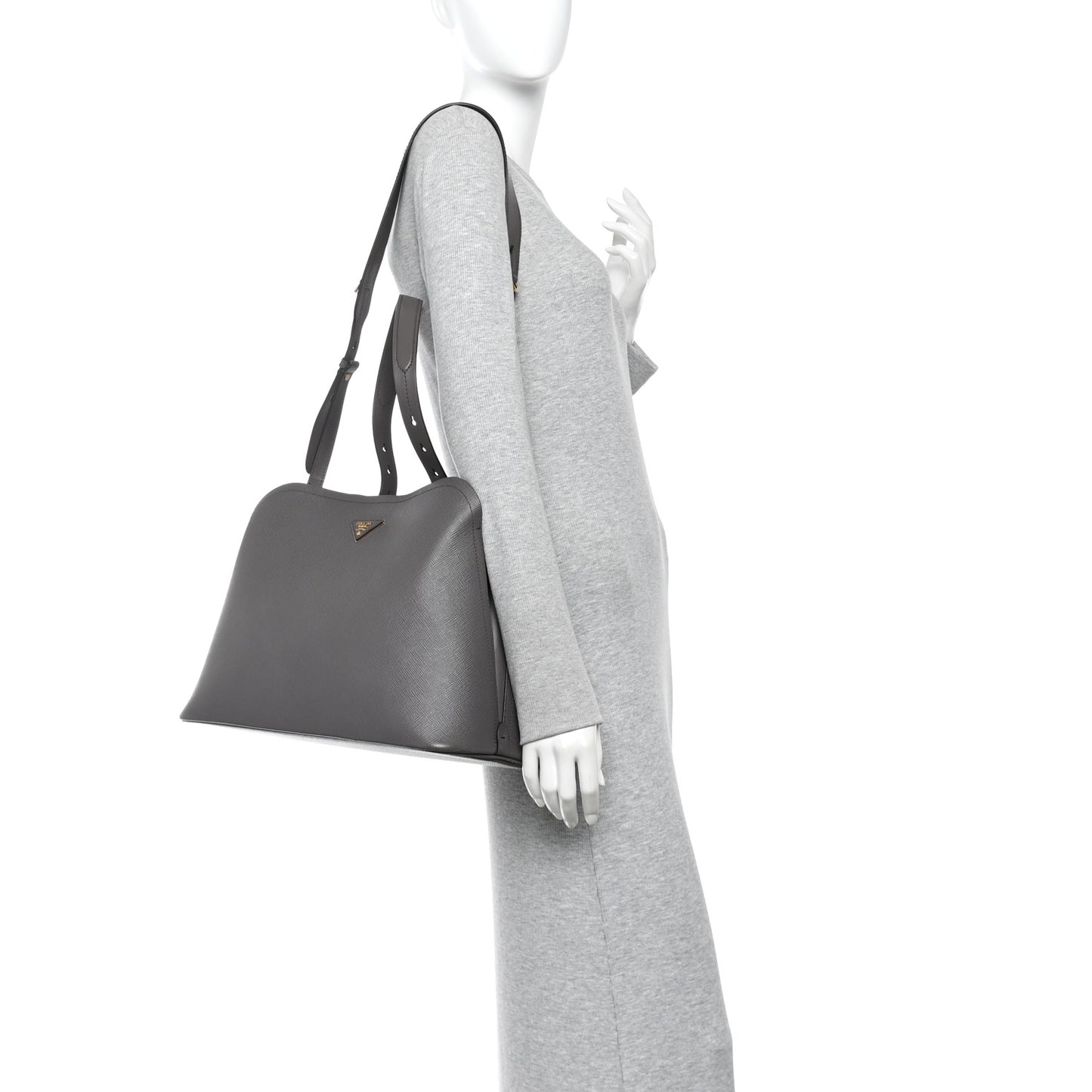 Saffiano Cuir Calfskin Matinee Tote Fumo Black